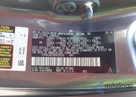 2011 Toyota Sienna Limited V6 z USA, uszkodzony, nr VIN 5TDYK3DC3BS025526